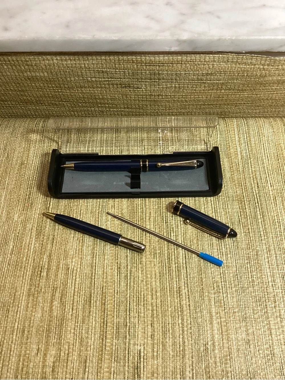 Classic Blue and Gold Ballpoint Pen Set